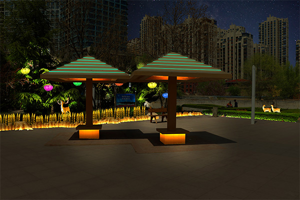 廣場(chǎng)涼亭夜景亮化